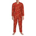 thumbnail image 3 of Naloa Tomatoes Men’s Pajamas Set - Long Sleeve Button Down Sleep Shirt and Pajama Bottoms Sleepwear Set-Medium, 3 of 7