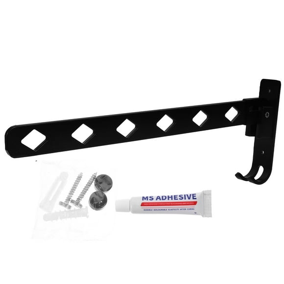 1pc Shrinkage Punch-free Clothing Rack Wall-munted Clothes Hanger (Black）