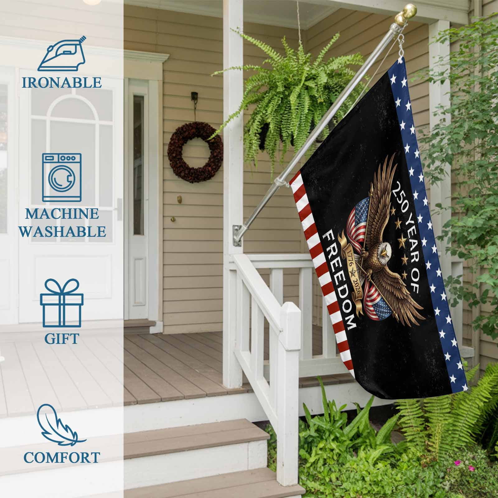 4th of July Flags for Outside 3x5 ft American Years Outdoor Flags Double Sided Grommets House Banner Patriotic Freedom Eagle USA Flag Patio Yard Flag for Outdoor Party Porch Independence Day