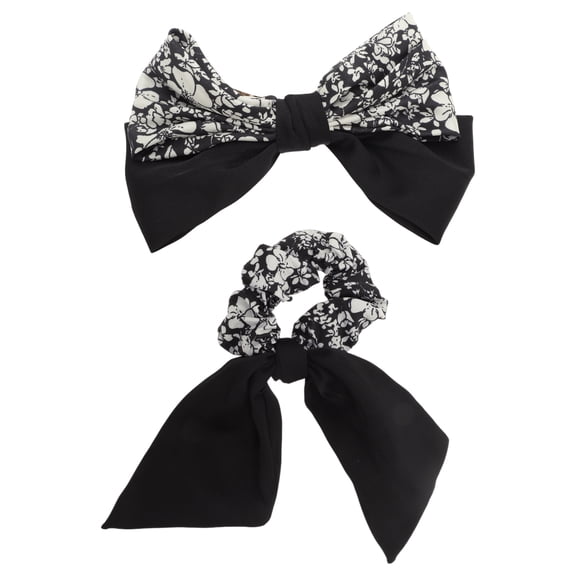 Unique Bargains Elegant Hair Ties Black White 2 Pcs