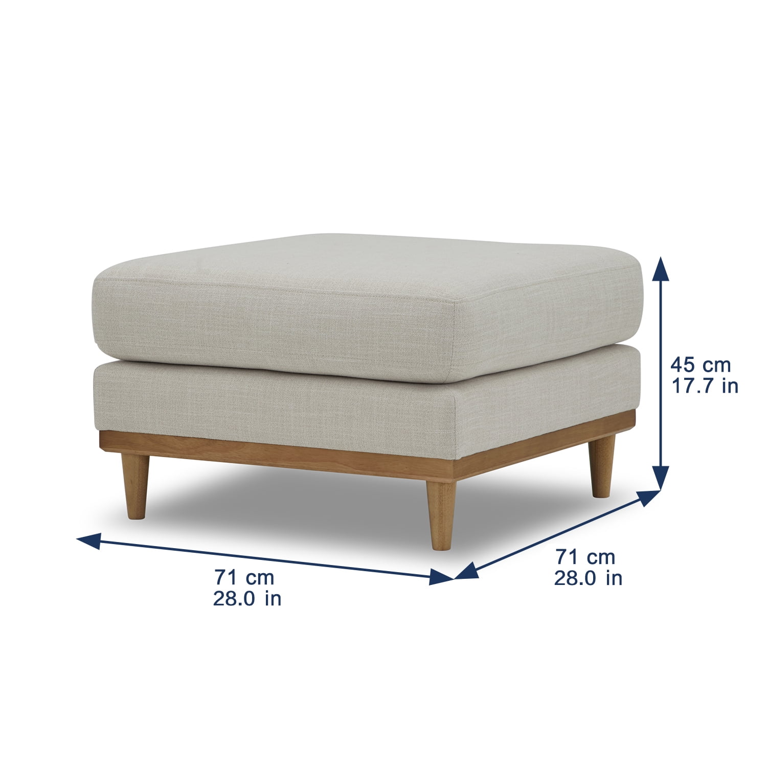 Better Homes & Gardens Springwood Square Wood Frame Ottoman, Light Honey Finish
