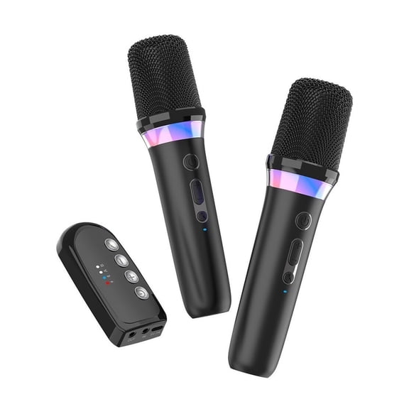 Car Karaoke Microphone,Dual Handheld Rechargeable Mic with 3.5mm Aux in and Out Receiver,Volume Control Karaoke Microphone for Singing, Speech, Home Party, YouTube/Tiktok(Black)