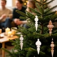 thumbnail image 6 of pdqouc 9 Pcs Neutral Finial Christmas Ornaments Xmas Tree Decor, Vintage Textured Copper Tree Ornaments with Loop, Farmhouse Hanging Baubles, Rustic Decor, for Shatterproof Home Wreath, 6 of 6