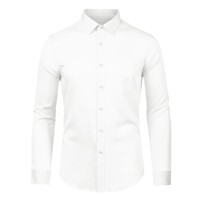 Camisa de vestir blanca para hombre, manga larga, cuello abotonado, ajuste delgado, camisas de negocios pequeñas Unique Bargains Camisa