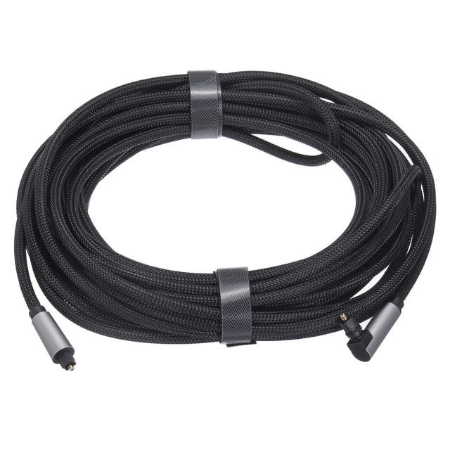 Cables Audio Óptico Digital Giratorio 360 Grados Cable Nylon con Carcasa Metal 32.8 Ft Tos, Cable Macho a Macho para Tv Amplificador Potencia Estéreo, Negro