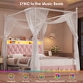 thumbnail image 4 of Hiphuta Full Size Upholstered Canopy Bed with Charging Station & Storage Drawer,Button Tufted Headboard with LED Light, Full Bed Frames, Pink, 4 of 9