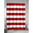 thumbnail image 5 of Red Stripes Extra Long Shower Curtain Set, Waterproof Shower Curtains for Bathroom, Simple Red White Texture Washable Fabric Cloth Bath Curtain for Bathtub Decoration with Hooks 72x96 Inches, 5 of 6