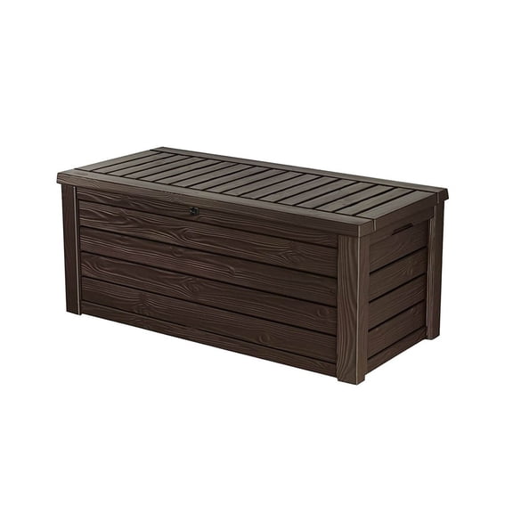 Keter Westwood 150 Gallon Durable Resin Outdoor Deck Box Storage Organization, Espresso Brown
