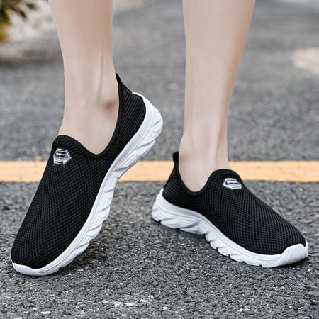 

Sanbonepd Sneakers Fashion Men Mesh Casual Hollow Out Sport Shoes Slip On Solid Color Running Breathable Soft Bottom Sneakers