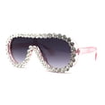 thumbnail image 2 of Maximalist Heavy Rhinestone Iced Plastic Racer Shield Sunglasses Pink Smoke, 2 of 4