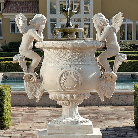Design Toscano Versailles Cherub Urn • Hand-cast using real crushed stone bonded with high quality designer resin• Each piece is individually hand-painted in a faux stone finish• Exclusive to the Design Toscano brand and perfect for your home or garden• Fade and UV resistant