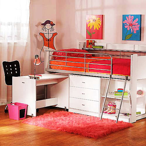 Your Zone Kids Wooden Loft Bed With, Charleston Storage Loft Bed With Desk Assembly Instructions