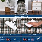 Washable Runner Rug 2x6ft Plaid Farmhouse Indoor Carpet, Non-Slip Backing, Ultra Soft Low Pile for Kitchen Laundry Room