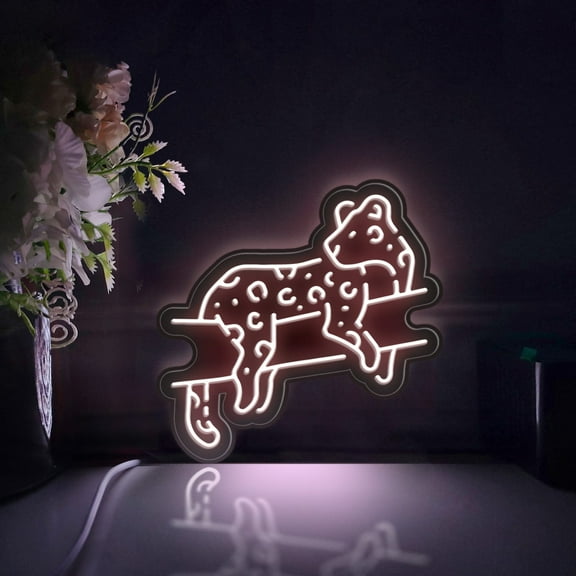 Jaguar, Leopard, Safari Led Light Box, Dimmable Neon-Like Light Signs USB Power for Wall Decor Bedroom Decoration, Static Light (WxH) 6"x6"