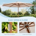 thumbnail image 6 of Grand Patio 12ft Round Tilting Patio Umbrella, Beige Faux-Wood Grain, Adjustable Height, Patio Umbrellas 12in, 6 of 8