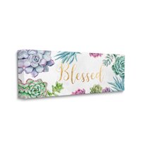 Stupell Industries Chic Blessed Expression Purple Succulent Greenery Botanical & Floral Painting Gallery Wrapped Canvas Art Print Wall Art, 20 x 48