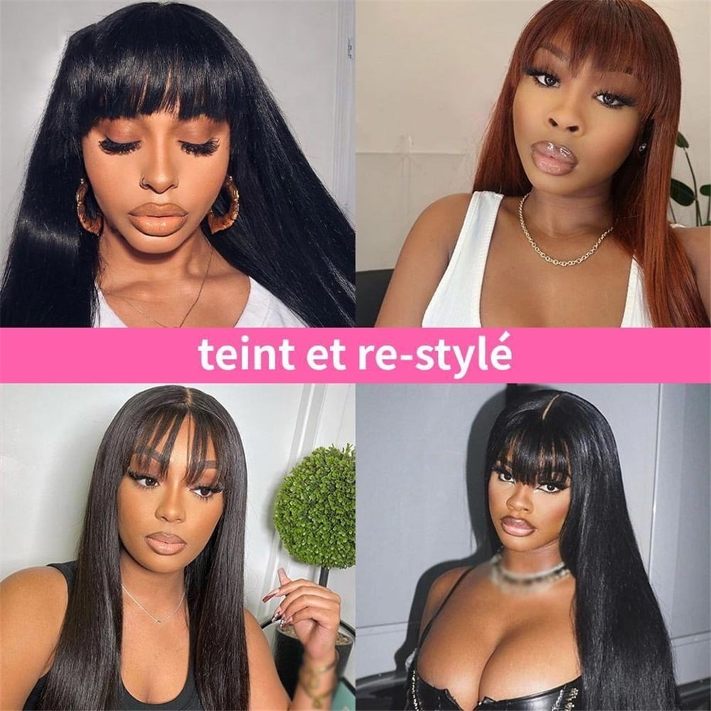 Straight 3x1 MIddle Part Lace Wigs with Bangs Brazilian Human Hair Wigs