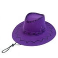 thumbnail image 2 of Mikilon Men and Women Farm Hats Fashion Solid Color Drawstring Hats Comfortable and Breathable Western Cowboy Hat, 2 of 3