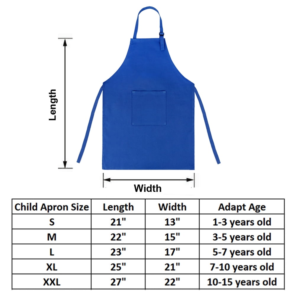 Toptie 6 Pack Kids Aprons with Pocket & Adjustable Strap, Child Chef Bib Apron for Kitchen Cooking Baking Painting-Blue-M