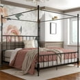 thumbnail image 2 of Pemberly Row Parisian Style Design Metal Canopy Bed in King Size Frame in Black, 2 of 6