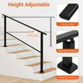 thumbnail image 4 of 5-Step Outdoor Stair Handrail Matte Black Metal Railing Adjustable 0 -35  Fits Concrete and Wooden Steps Installation Kit Included, 4 of 7