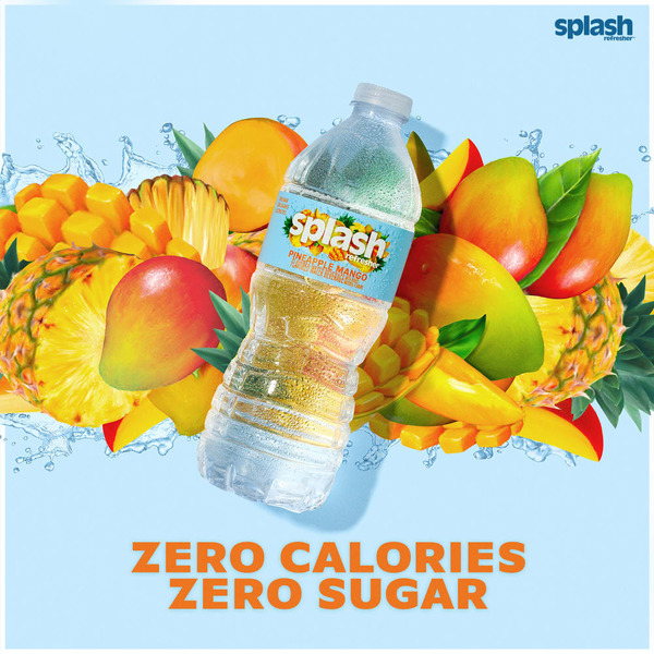 SPLASH Refresher Pineapple Mango Flavored Water, 16.9 fl oz Bottles, 24 Pack