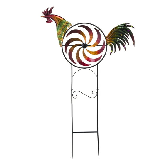 58"H Circular Rooster Wind Spinner
