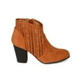 thumbnail image 2 of New Women Qupid Sake-31 Suede Perforated Chunky Heel Western Riding Bootie, 2 of 6