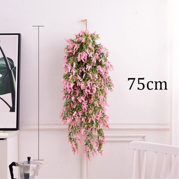 Cesta colgante de pared de flores artificiales violetas, flor de Orquídea, flor de seda, vid, hogar, boda, fiesta, decoración de luz de calle