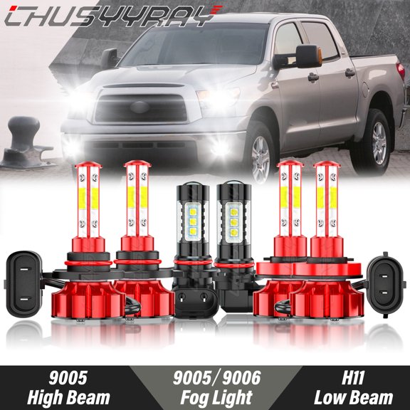 For 2007-2013 Toyota Tundra Combo 6x 6000K White LED Headlight High Low Beam   Fog Light Bulbs Kit