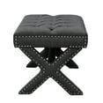 thumbnail image 3 of Inspired Home Quinn Linen Button Tufted Nailhead Trim Ottoman Bench, 3 of 7