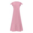 thumbnail image 4 of Kureaily Women's Solid Color Round Neck Pleated Dress With Pockets, 4 of 4