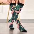thumbnail image 5 of FORMRS Womens Knee High Socks Casual Long Thick Travel Daily Wear, 2 Pairs, Flamingo Leaves Pattern, 5 of 6