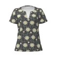 thumbnail image 3 of Naloa Daisies Flowers Print T-Shirts Short Sleeve V Neck Tees for Women Fashion Tops Trendy Lightweight Soft Casual Summer Outfits Clothes, 3 of 5