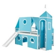 thumbnail image 5 of Aukfa Loft Bed with Slide - Full Size Low Castle Bed with Tent and Tower for Kids,Wood - Blue, 5 of 8