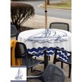 thumbnail image 6 of Square Outdoor Tablecloth with Umbrella Hole Navy Blue Sailboat Nautical Outside Table Cloth Waterproof Patio Table Cover Coastal Ocean Sea Zipper Tablecloths for Picnic Party Camping 60x60 Inch, 6 of 8