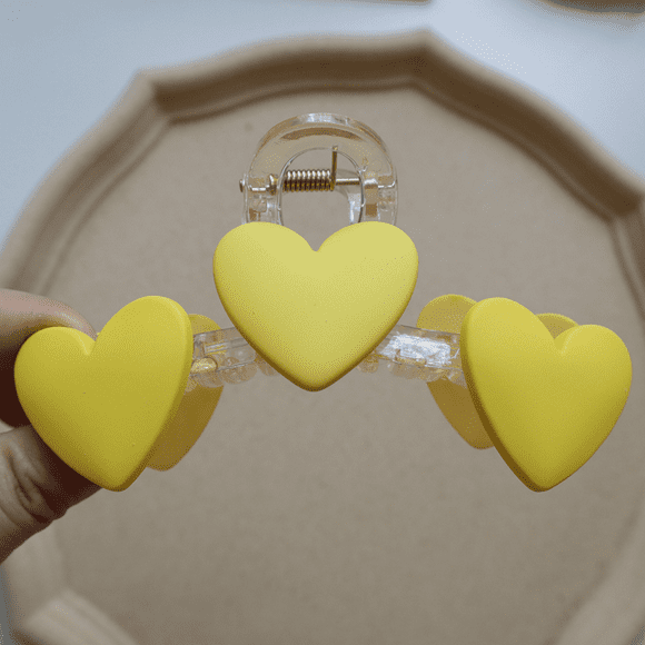 2 Pieces Hair Clips for Women Design Nonslip Hair Candy-Colored Love Grab Clip---Yellow