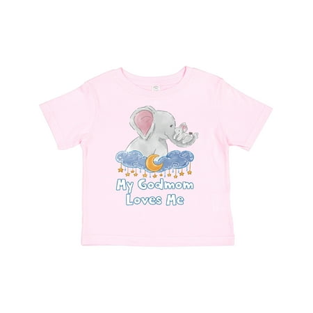 

Inktastic My Godmom Loves Me Cute Elephants Clouds Moon and Stars Gift Toddler Boy or Toddler Girl T-Shirt