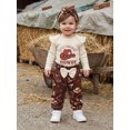 thumbnail image 4 of Cjfdfy Newborn Baby Girl Western Outfits Horse Cowgirl Graphic Long Sleeve Ruffle Romper Country Bow Pants Headband Cute Country Cowgirl Halloween Fall Winter Clothes 0-18M, 4 of 9