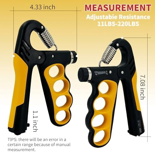 WLIKKS Grip Strength Trainer 2 Pack - Adjustable 11-220Lbs (5-100KG) with Auto Counter, Hand Grip Strengthener, Forearm Exerciser for Athletes, Musicians, Gym, Home, Injury Rehab
