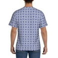 thumbnail image 3 of Bixox Men's Blue And White Porcelain Chinaware Printed Short Sleeve Skinny Athletic T-Shirt, 3 of 6