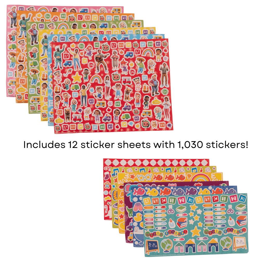 CoComelon Kids Art Set Stickers Markers and Paint Canvas 1000+ Piece Set