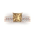 thumbnail image 2 of Clara Pucci 14K Rose Gold Princess Cut 2Ct Simulated Champagne Engagement Ring + Matching Band - Luxury Box Included, 2 of 7