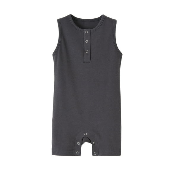 Newborn Infant Baby Boy Romper Sleeveless Button Romper Bodysuit Outfits