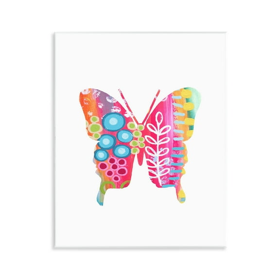 Stupell Industries Pink Florals Butterfly Animals & Insects Painting Unframed Art Print Wall Art, 11 x 14