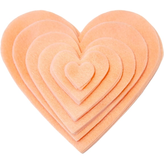 Playfully Ever After 1 to 6 inch Multi-Size Pack 24pc Felt Hearts - Peach