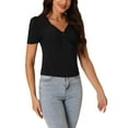 thumbnail image 4 of INSPIRE CHIC Women's Fashion Sweetheart Neck Short Puff Sleeves Twisted Front Pullover Sweater S Black, 4 of 6