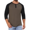 thumbnail image 1 of Camisetas de manga larga Raglan casual para hombres INSPIRE CHIC, estilo Henley, XL, color marrón y negro, 1 of 6
