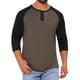 thumbnail image 1 of Camisetas de manga larga Raglan casual para hombres INSPIRE CHIC, estilo Henley, XL, color marrón y negro, 1 of 6