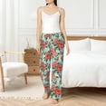thumbnail image 4 of Cauagu Rose Flowers Pajama Pants for Women Loose Fit Wide Leg Trouser Pants Casual Elastic Waist Drawstring Lounge Pants, 4 of 6